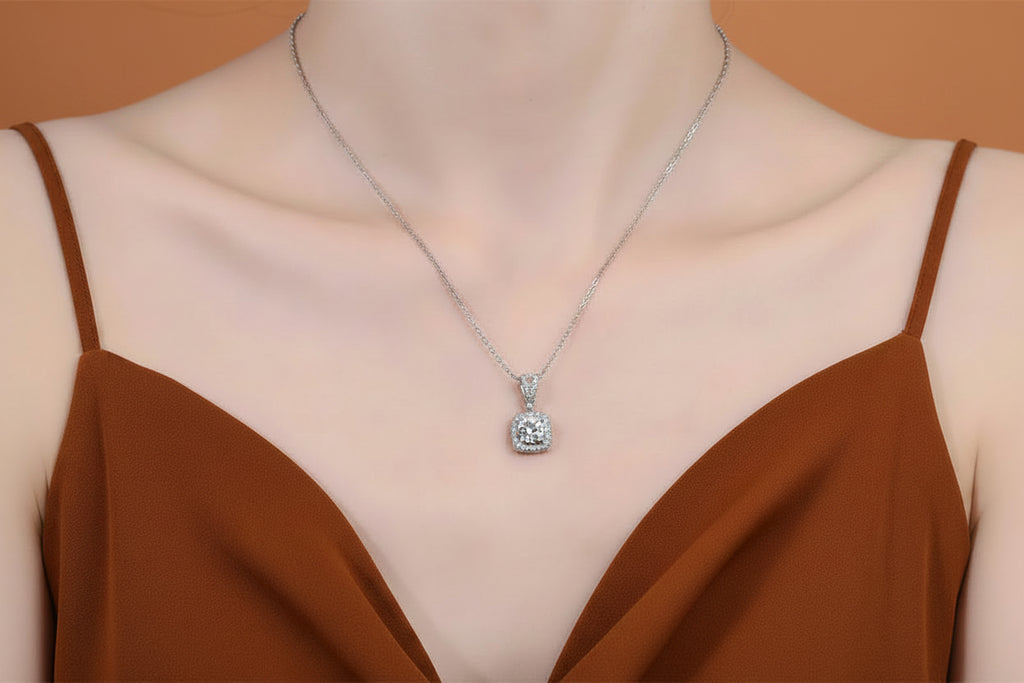 The Royal Cushion Halo Pendant