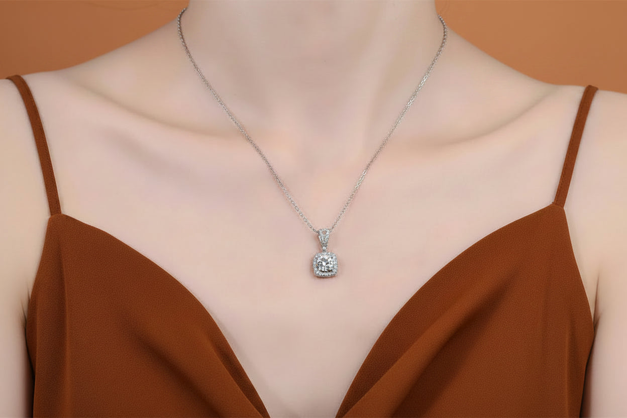 The Royal Cushion Halo Pendant