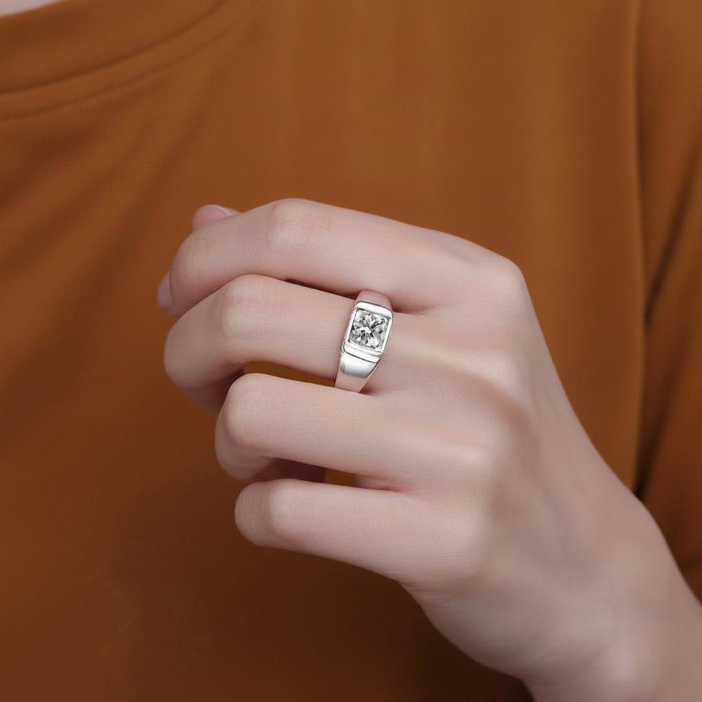The Apex Solitaire Signet Ring